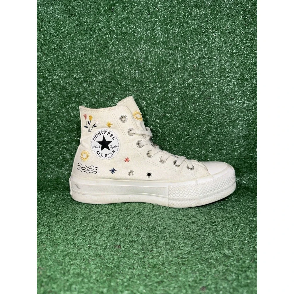 Converse Chuck Taylor All Star Platform White Floral Casual Shoes Women Size 6.5